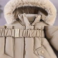 thumbnail image 6 of Kids Winter Coats Toddler Down Coats Fur Collar Hooded Jacket Long Warm Outwear Padded Snow Puffer Jackets Winter Coat Outfits for Toddler Baby Boys Girls 12-18 Months, 6 of 6
