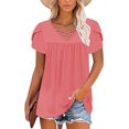 thumbnail image 4 of Jalioing Women's Shirts Pleated Flowy Cross V Neck Tunic Blouses Trendy Loose Short Sleeve Tops Summer Outfits, 4 of 7