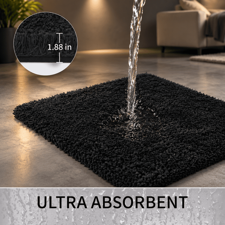 Microfiber Bathroom Rugs 32x20 Absorbent Soft Non Slip Black - Walmart.com