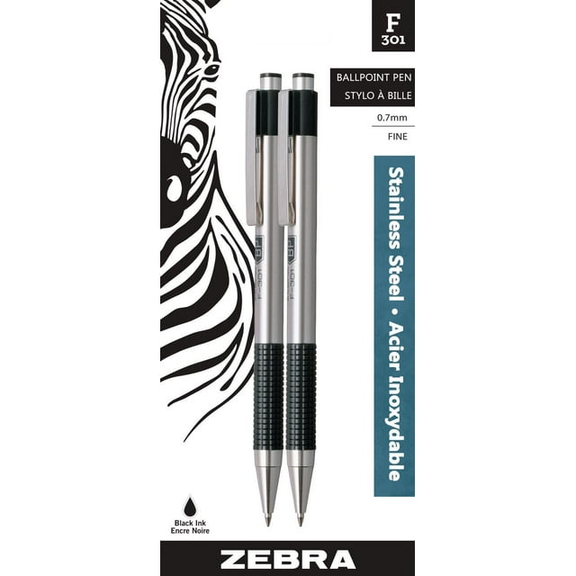 ZEBRA F-301 Stainless Steel Retractable Ballpoint Pens