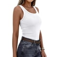 thumbnail image 6 of Trgacdwlo Women's Scoop Neck Ribbed Tank Tops Summer Basic Sleeveless Shirts Women Fitted Casual Shirts for Women White S, 6 of 8