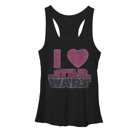 Women s Star Wars Movie Love Racerback Tank Top Black Heather Large