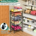 thumbnail image 4 of 5-Tier Pull-Out Basket Kitchen Cart on Wheels – Rolling Pantry Organizer with Wood Top for Vegetables, Snacks & More, 4 of 9
