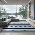 thumbnail image 2 of ODIKA 8'x10' Washable Area Rug Durable, Non-Slip Nautical Horizontal Bands Navy Pale Striped That Couch Vintage for Living Room, Under Sectional, Family, 2 of 7
