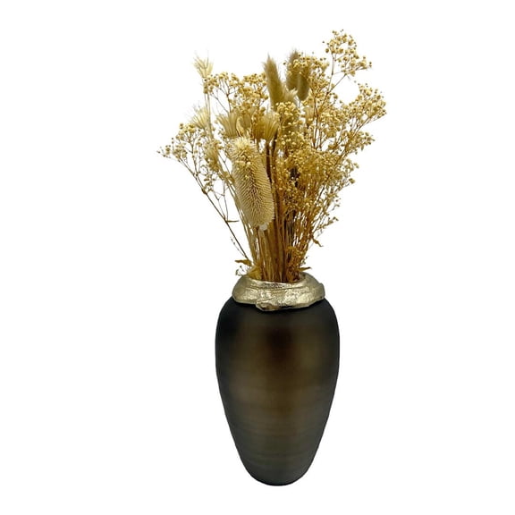 Bergamo Art Decorative Handmade Aluminum and Glass Jug Flower Vase in Bronze