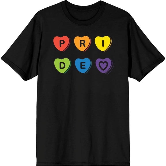 Pride Rainbow Hearts Men's Black Crew Neck Short Sleeve Tee-Medium