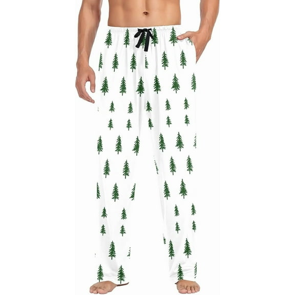 Faty-T Mens Pajama Pants Christmas Pine Tree Pajama Bottoms Lightweight Pajama Pants Basics Sleep Pajama Lounge Pant