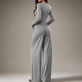 thumbnail image 4 of Women's Fall Striped Knit 2 Piece Outfit Long Sleeve Button Down Cardigan Top & Wide Leg Pants Set with Drawstring Waist Casual Loungewear for Daily Wear, Work 2XL, 4 of 6