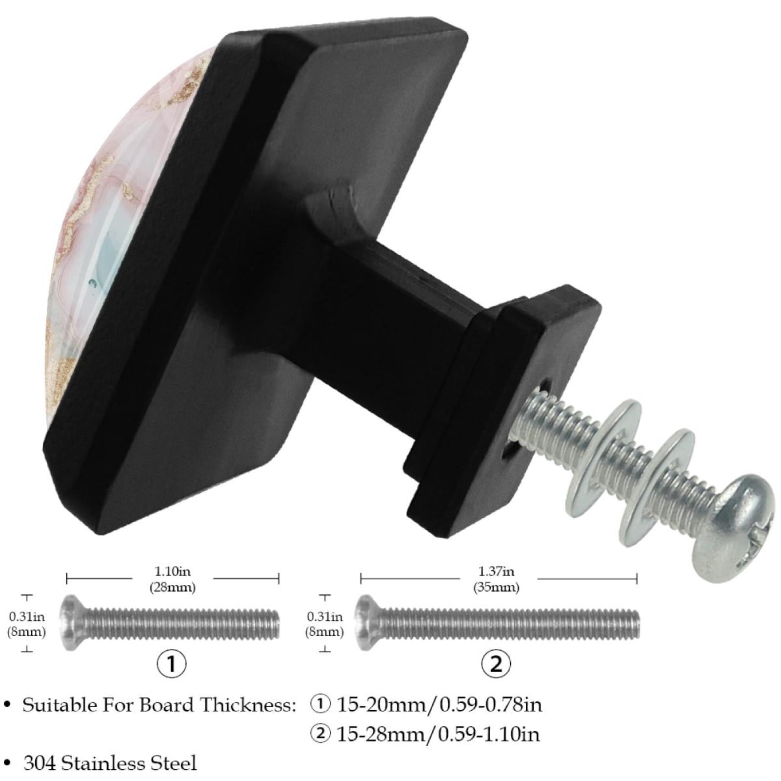 HemaKayy 3 Pack 1.45" Decorative Cabinet Knobs - Stylish ABS Glass Black Handles for Kitchen, Bedroom, & Home Furniture Decor - Durable & Elegant - Unique Marble Design