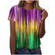 thumbnail image 2 of Xuyuer Happy Mardi Gras Shirt Womens Mardi Gras Day Heart Tshirt Tuesday Carnival Tee New Orleans Party Short Sleeve Casual Short Sleeve Tops Holiday Bleached Short Sleeve Tops, 2 of 5