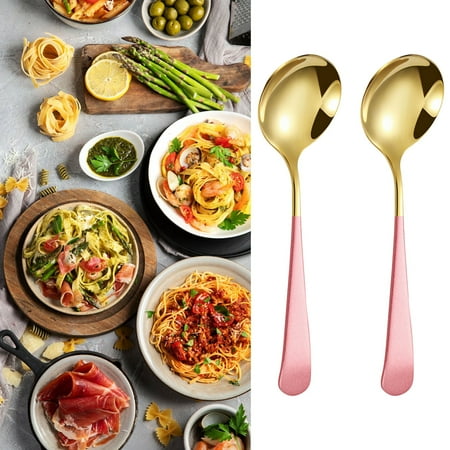 

Clearance！ Hgehaz Dinner Spoon Round Spoon 304 Stainless Spoon fork Household Cute Small Soup Spoon Thick Round Bottom Eating Spoon