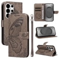 thumbnail image 2 of Wallet Case for Samsung Galaxy S26 Ultra Embossed Butterfly with Strap & Stand Gray, 2 of 6