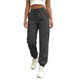 thumbnail image 2 of WAVSUF Women's Cargo Pants, Elastic Waist Loose Fit Multiple Pockets Fall Casual Hiking Joggers Black L, 2 of 7