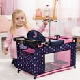 thumbnail image 5 of Bayer Design Dolls: Multi-Bed - Navy, Pink, Fairy, Stars - Playpen For Dolls Up To 18", Built-In Highchair & Mobile, Pillow & Blanket, Kids Toy Age 3+, 5 of 8