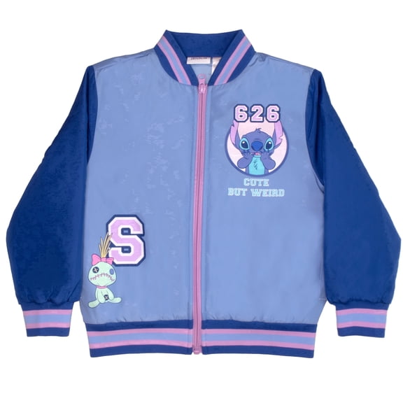 Disney Lilo and Stich Character Girls Zip Up Bomber Jacket for Kids (Size 4-16)