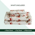 thumbnail image 4 of 4-Piece 100% Turkish Cotton Flannel Sheet Set - Holiday Christmas Flannel Sheets Deep Pocket Fitted Sheet- Queen, Santa Sleigh, 4 of 5