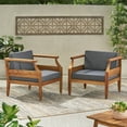 thumbnail image 2 of Noble House Aston Outdoor Wood Club Chair in Teak and Dark Gray (Set of 2), 2 of 9