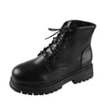 thumbnail image 1 of NECHOLOGY Botas Mujer Adulto Femenino Zapatos Botines mujer Botas de tacón grueso con cordones de cuero de color sólido de estilo británico para mujer (Black, 6.5), 1 of 7