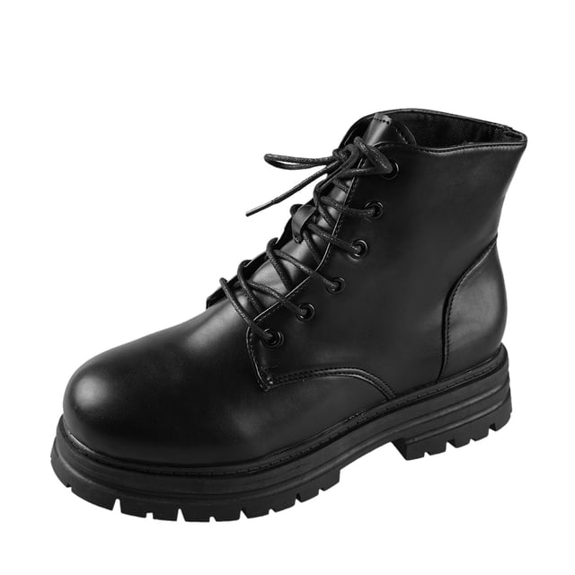 NECHOLOGY Botas Mujer Adulto Femenino Zapatos Botines mujer Botas de tacón grueso con cordones de cuero de color sólido de estilo británico para mujer (Black, 6.5)