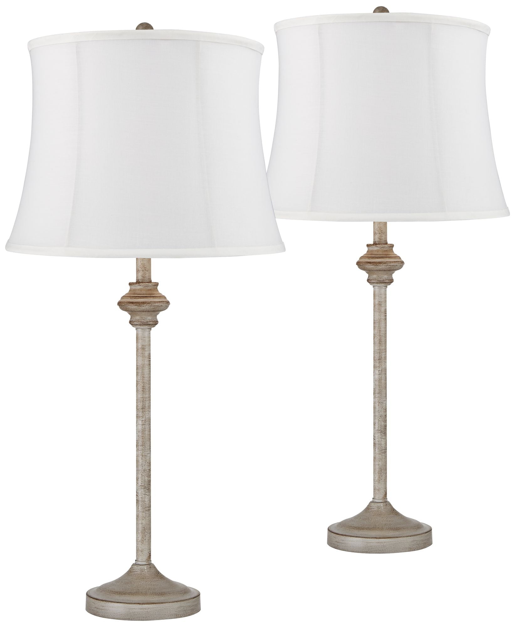 360 Lighting Lynn Beige Wood Buffet Cream Shade Table Lamps Set of 2