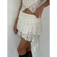 thumbnail image 6 of Michellecmm  Women's Lace Frill Layered Low Waist Irregular Hem Lace Mini Skirt, 6 of 7