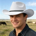 thumbnail image 1 of SRZYMJ Classic Wool Fedora Hat with Leather Band Roll Up Wide Brim Western Cowboy Hat for Men Women, 1 of 2