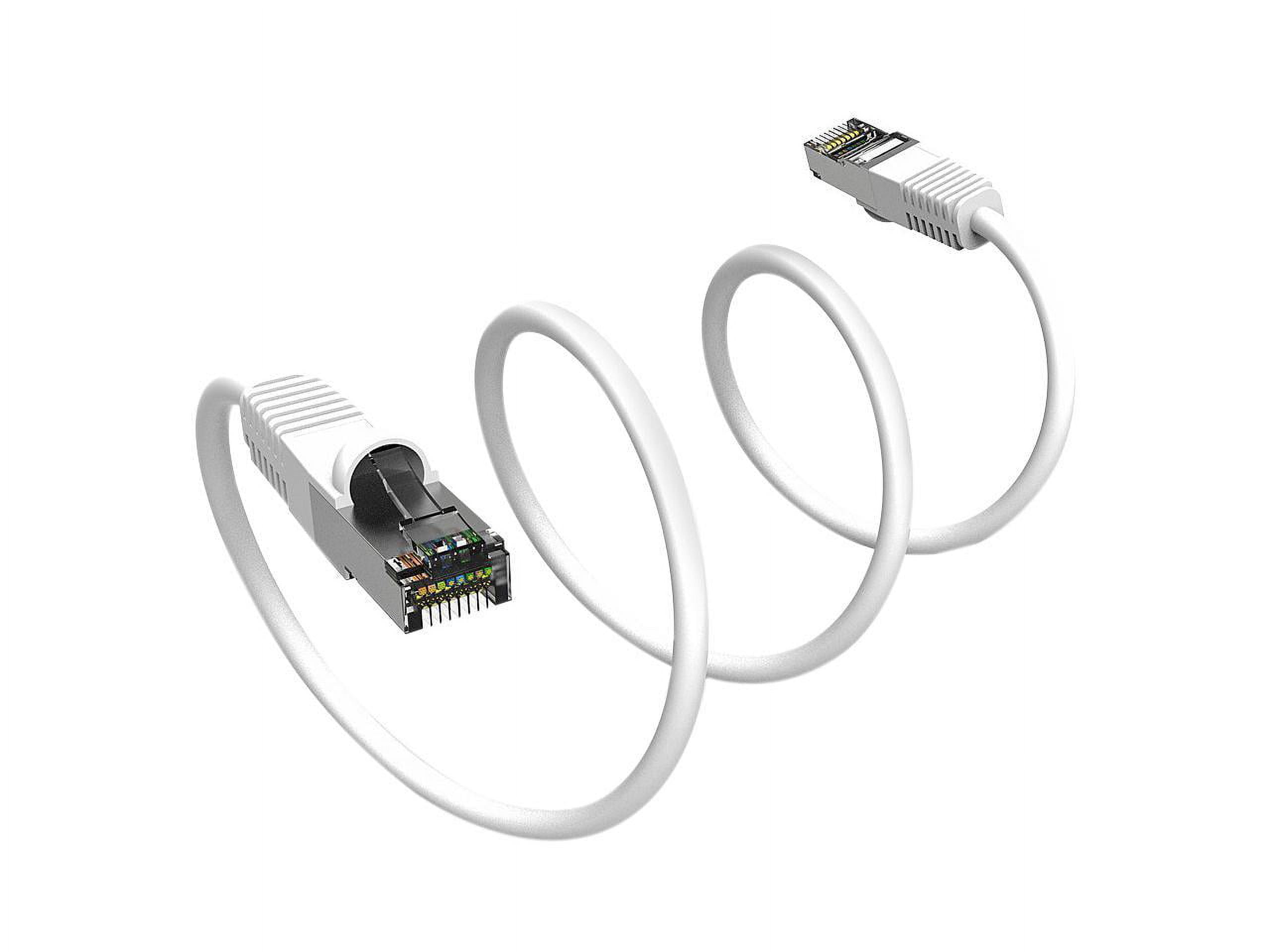 Nippon Labs Cat7 Shielded (SSTP) 600MHz Ethernet Network Booted Cable, 26AWG 50 Feet Gigabit LAN Network Cable RJ45 High Speed Patch Cable, White, 60CAT7-50WT