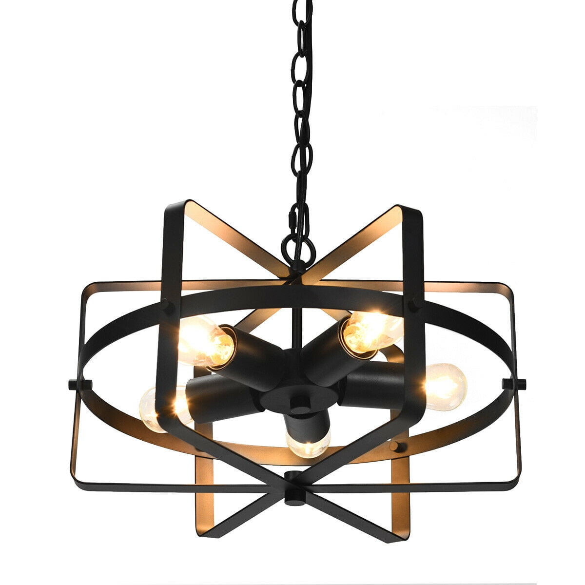 Gymax 5-Light Industrial Pendant Light Metal Drum Shape ...