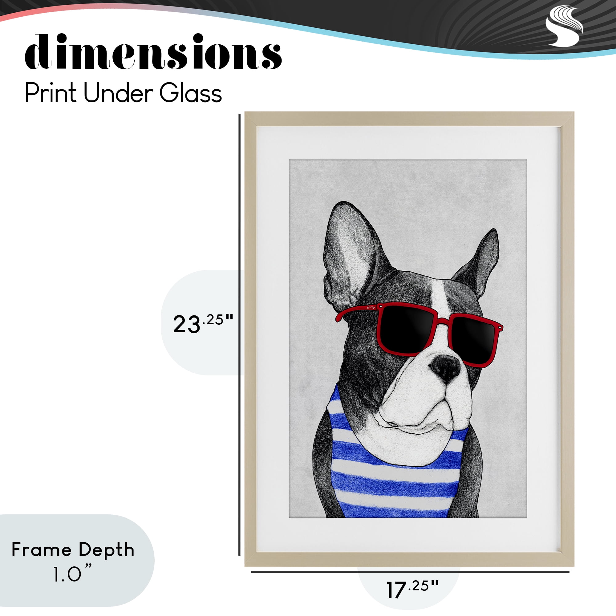 Stupell Industries Frenchie Summer Style Birch Framed Print Under Glass, design by Barruff