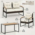 thumbnail image 3 of Gymax Set Of 4 Patio Conversation Set w/ Coffee Table Solid Acacia Wood Armrests Tabletop, 3 of 4
