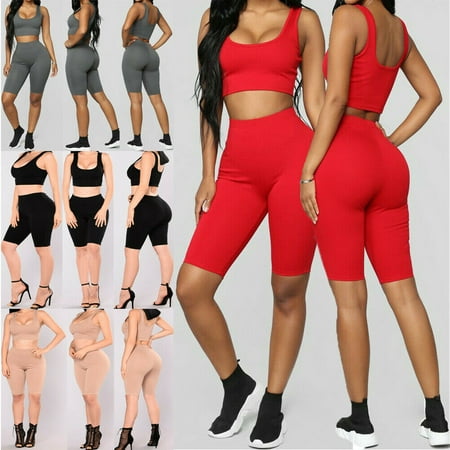 The Noble Collection 2PCS/Set Women Sports Suit Crop Top Pants Outfit Yoga Workout Clothes Tracksuit