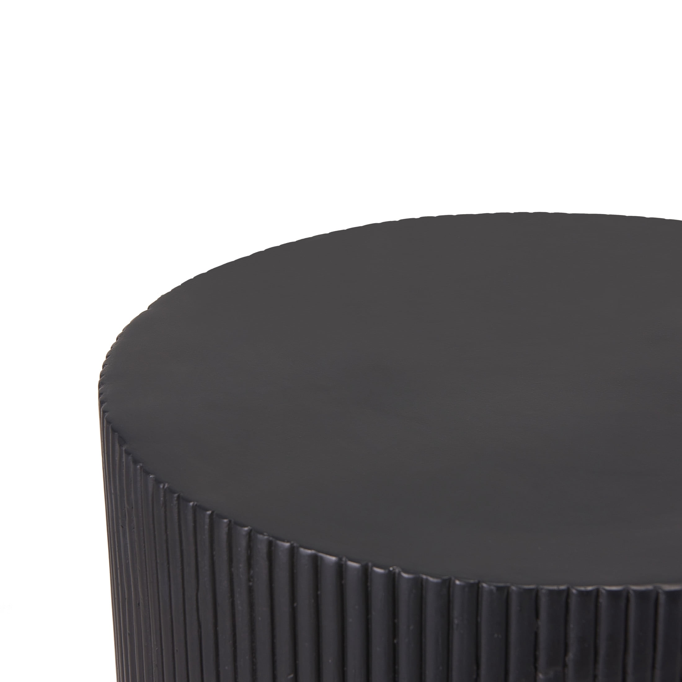 Christopher Knight Home Minimalist Ribbed MGO Side Table, Lightweight Concrete, Indoor/Outdoor, Black