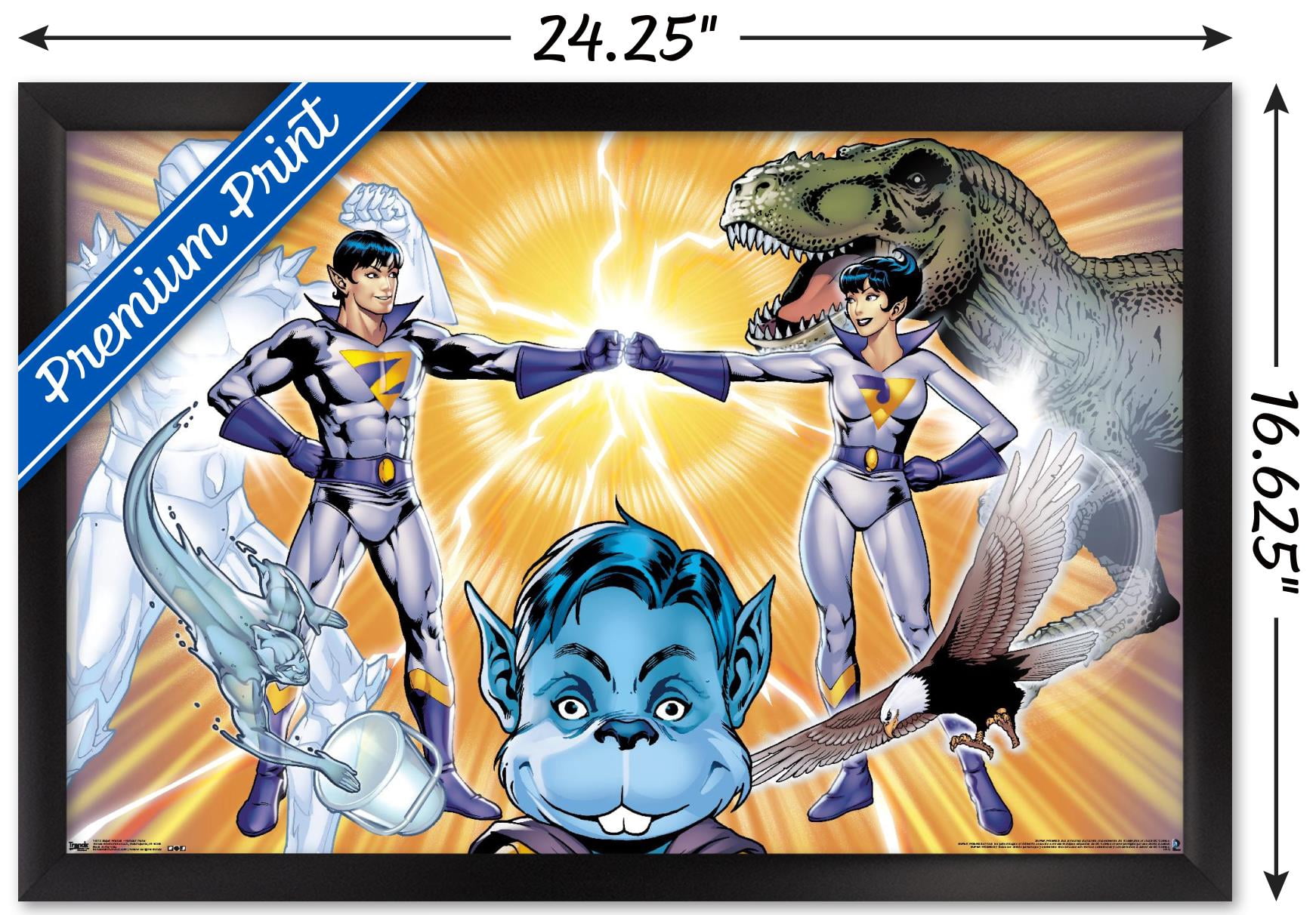 DC Comics TV - Super Friends - Wonder Twins Wall Poster, 14.725" x 22.375", Framed