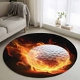 thumbnail image 2 of Flame Golf Ball Round Area&nbsp;Rug 3ft Sports Black Background Abstract Art Non-Slip&nbsp;Washable Circle Rugs Soft Felt Indoor Floor Mat for Bedroom Kitchen Living Room Bathroom, 2 of 9