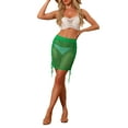thumbnail image 2 of INSPIRE CHIC Women's Hollow Out Cover Up Skirt High Waist Tassel Crochet Knit Skirts Green M, 2 of 5