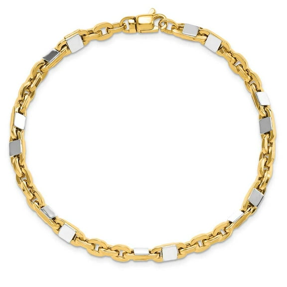 Primal Gold 14 Karat Two-tone Men's Polished Link Bracelet
