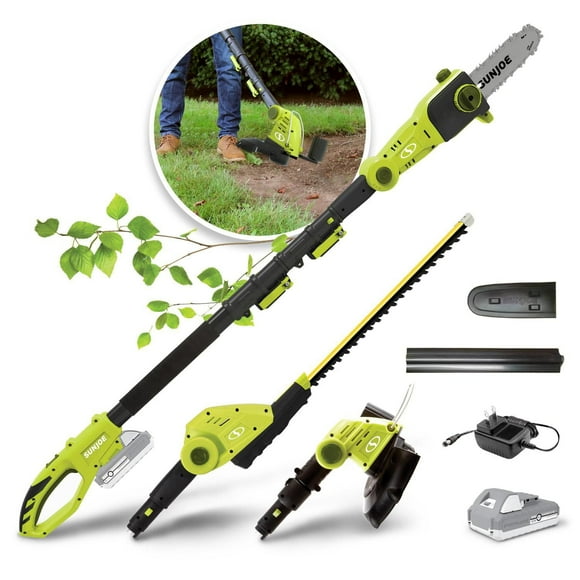Sun Joe GTS4002C 24-Volt iON+ Cordless Lawn Care System Kit, Hedge Trimmer, Pole Saw, Grass Trimmer, W/ 2.0-Ah Battery and Charger