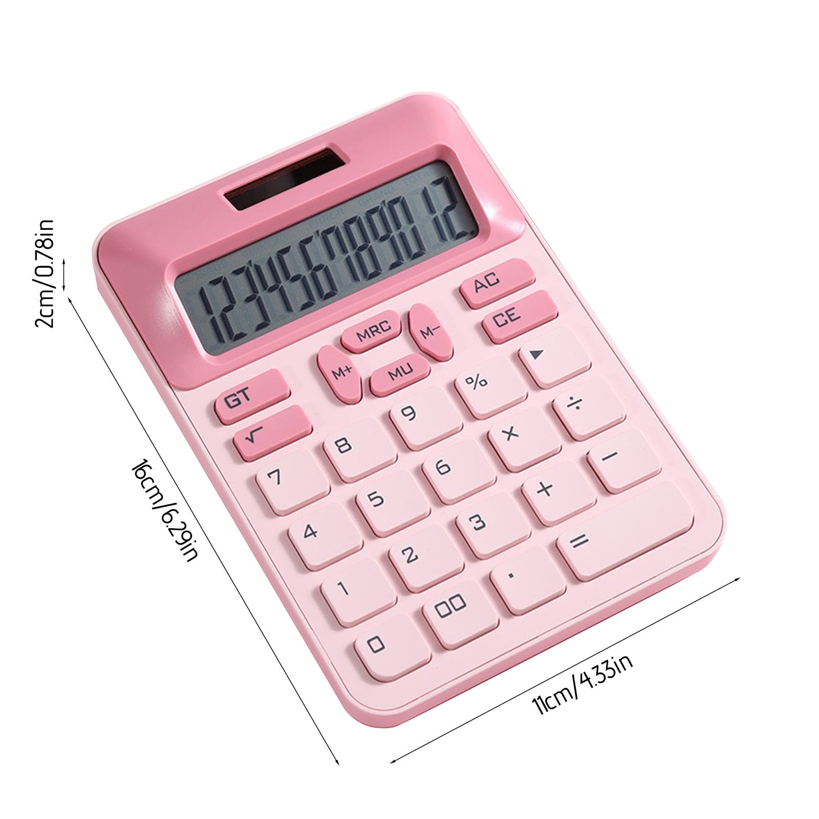 Yannianjz Solar Powered 12 Digit Calculator, Dual Power Battery Backup, Large Button Portable Calculator for Study, Business, Office Use