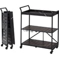 thumbnail image 5 of MELLCOM Folding Bar Cart, Kitchen Serving Cart with wheels, 3-Tier Rolling Utility Cart for Home, Black, 5 of 7