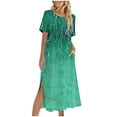 thumbnail image 2 of Ovzne Robes pour Femmes Robe de Plage Robe Décontractée d'Été pour Femmes Robe de Printemps à Manches Courtes avec Poches Robe de Plage Ligne A Robe Décontractée Grande Taille Robe Maxi à Manches Courtes Imprimée Liquidation, 2 of 7