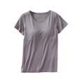 thumbnail image 2 of VLOOCKLW Women's Modal Built-in Bra Padded Active Camisole Short Sleeves Pajama Casual Tops T-Shirt, 2 of 9