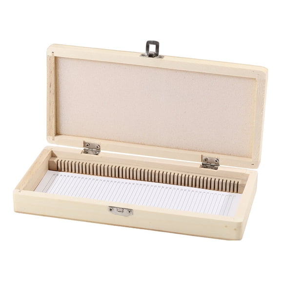 50 Place Microscope Slide Wooden Box Microscope Slide Storage Box with Iron Lock for Experiments Analyses Science 9.06×4.17×1.38 inch