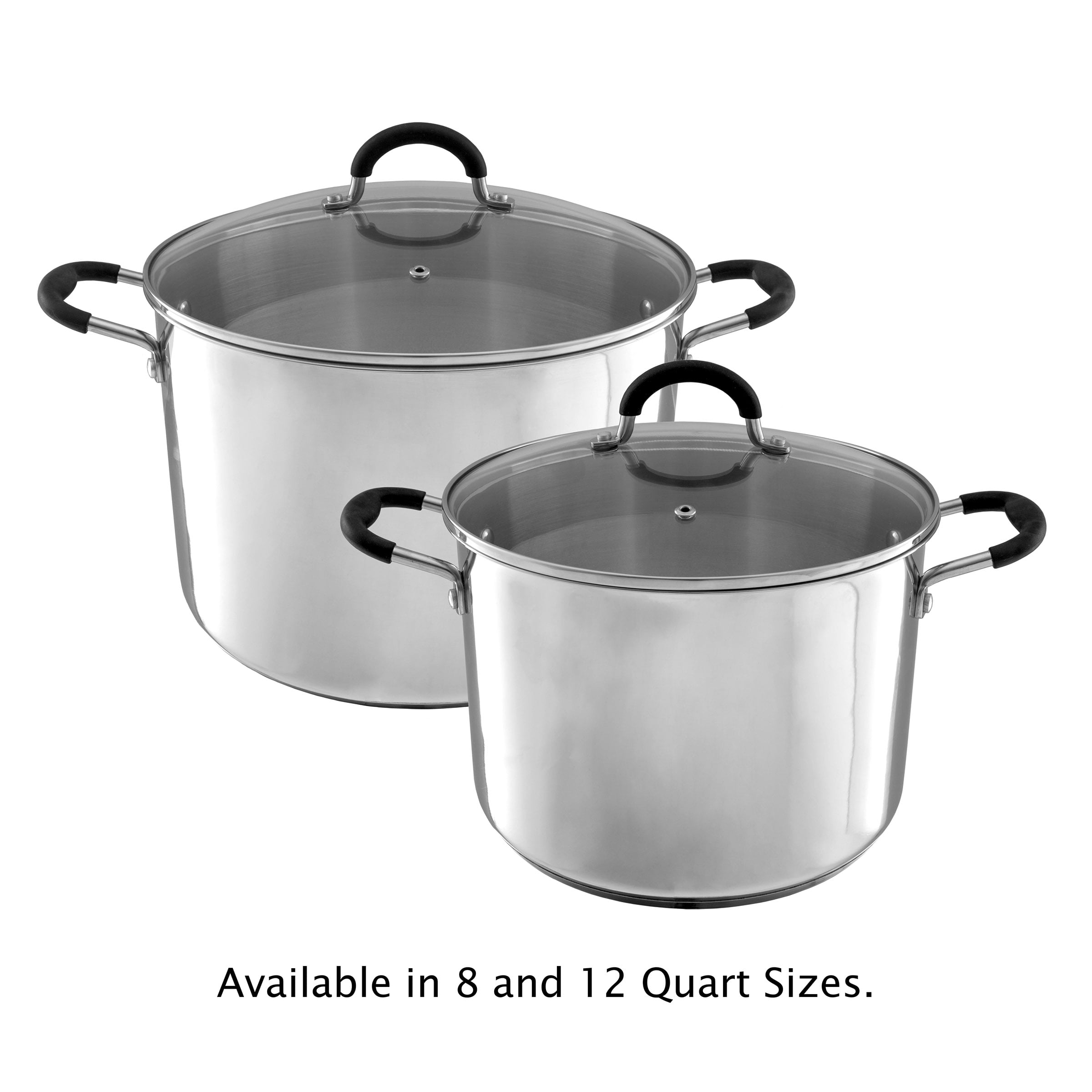 Millvado Stock Pot, Large Stainless Steel 12.5 Quart StockPot, Large  Cooking Pot, Clear Glass Lid and Measurement Markings, Steam Hole,  Induction