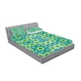 thumbnail image 2 of Ambesonne Abstract Fitted Sheet & Pillow Sham Set, Vector Pattern Flowers, Queen, Jade Green Lime Green, 2 of 2