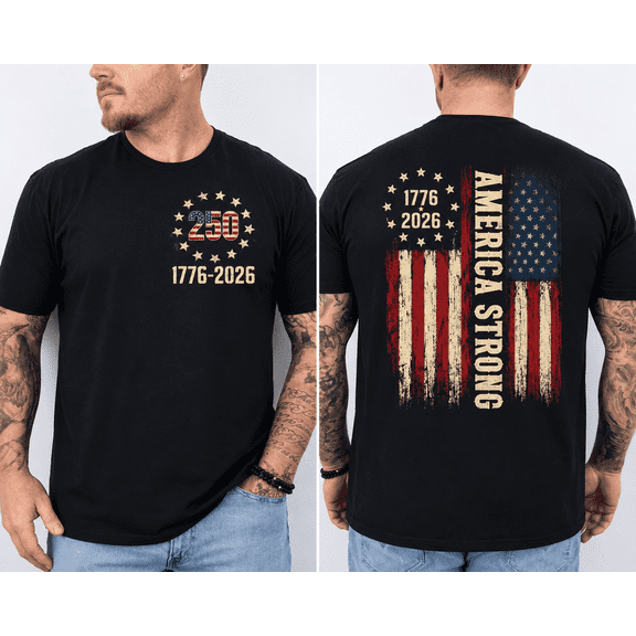 250 Years American Flag 250th Anniversary USA Patriotic Front & Back T-Shirt