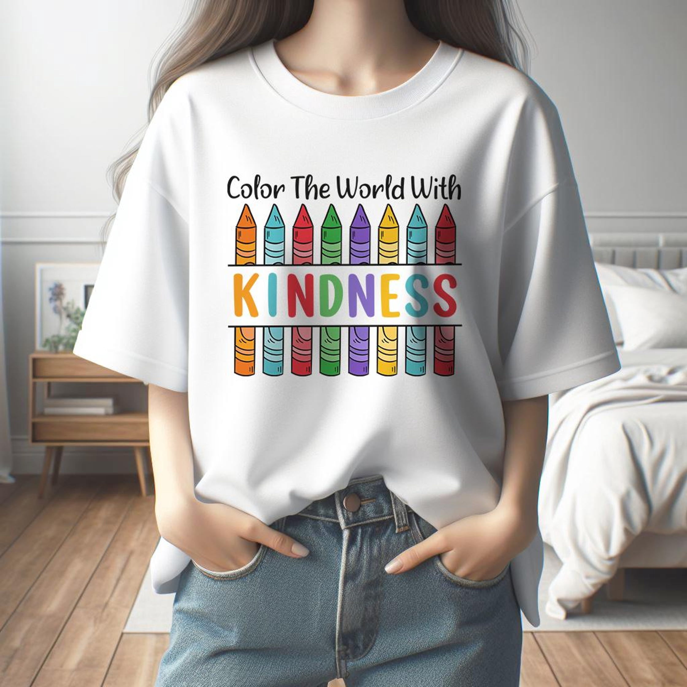 Color The World With Kindness Shirt, Inspiration Shirt, Teacher Shirt, Crayon Teacher Shirt, Be Kind Shirt, Kindness Shirt, Motivation Shirt
