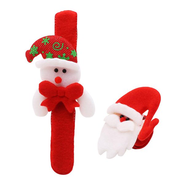 12 piezas de dibujos animados 3D Santa Claus muñeco de nieve alce pulsera de bofetada copo de nieve pulsera de estampado dorado para niños niñas adultos suministros para fiestas de Navidad favores 4
