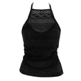 thumbnail image 5 of Island Escape BLACK Sky High-Neck Crochet Tankini Top, US 6, 5 of 5