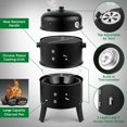 thumbnail image 3 of 3-in-1 Vertical Charcoal Smoker Portable BBQ Smoker Grill w/ Detachable 2 Layer, 3 of 8