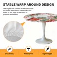 thumbnail image 2 of Elastic Fitted Round Tablecloth, Cardinal Bird Waterproof Stretch Table Cover for 36"-44" Tables, Winter Poinsettia Berry Pine Cones Floral Washable Outdoor Tablecloths for Patio, Picnic, Camping, 2 of 9